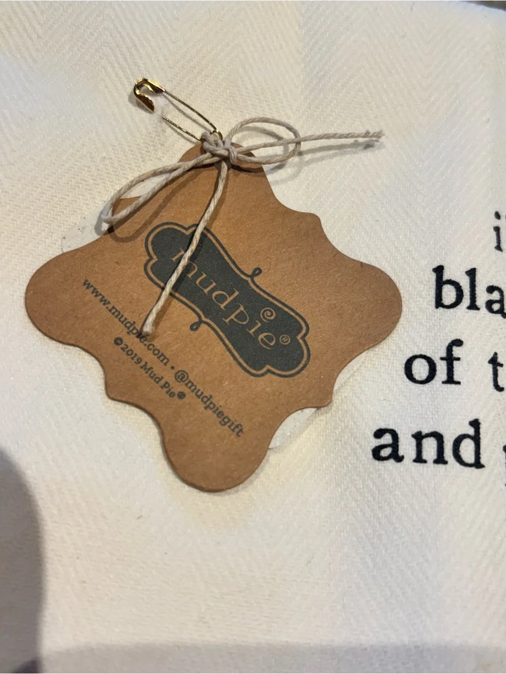 Mud Pie White Cotton Tea Towel with Black Sheep Graphic